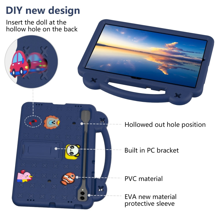 For Samsung Galaxy Tab S9 FE+ 12.4 X610N Handle Kickstand Children EVA Shockproof Tablet Case(Navy Blue) - Galaxy Tab S9 FE+ by buy2fix | Online Shopping UK | buy2fix