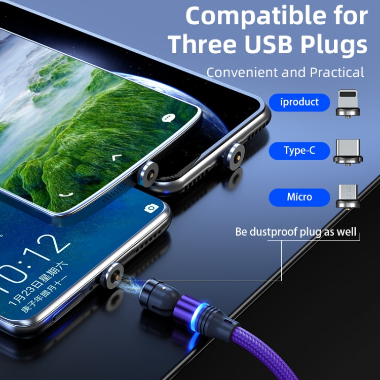 ENKAY 3 in 1 2.4A USB to Type-C / 8 Pin / Micro USB Magnetic 540 Degrees Rotating Charging Cable, Length:1m(Green) - Charging Cable & Head by ENKAY | Online Shopping UK | buy2fix