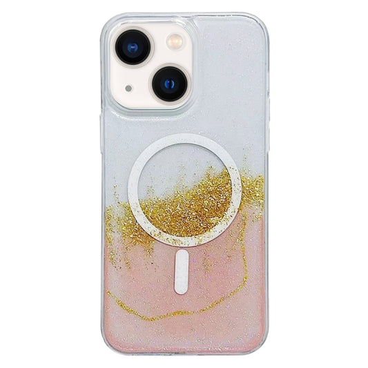 For iPhone 14 Plus MagSafe Gilding Hybrid Clear TPU Phone Case(Pink) - iPhone 14 Plus Cases by buy2fix | Online Shopping UK | buy2fix