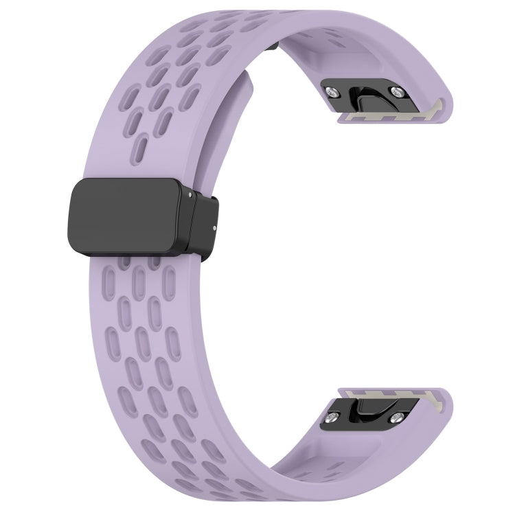 For Garmin Instinct 2x Quick Release Holes Magnetic Buckle Silicone Watch Band(Purple) - Watch Bands by buy2fix | Online Shopping UK | buy2fix