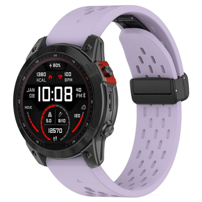 For Garmin Tactix 7 / Tactix DELTA Quick Release Holes Magnetic Buckle Silicone Watch Band(Purple) - Watch Bands by buy2fix | Online Shopping UK | buy2fix