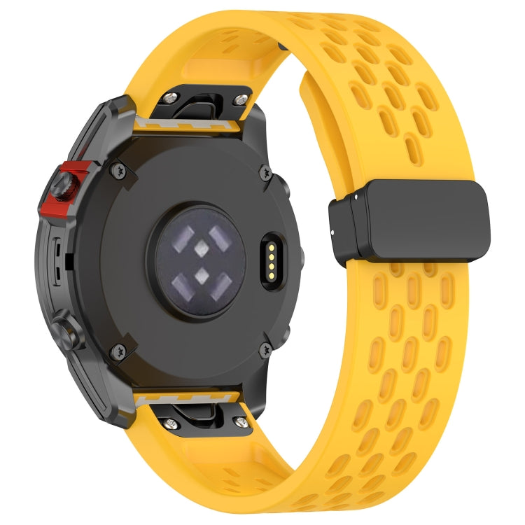 For Garmin Fenix 5x Sapphire Quick Release Holes Magnetic Buckle Silicone Watch Band(Yellow) - Watch Bands by buy2fix | Online Shopping UK | buy2fix
