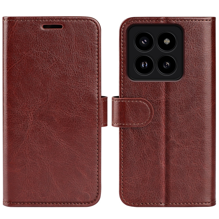 For Xiaomi 14 Pro R64 Texture Horizontal Flip Leather Phone Case(Brown) - 14 Pro Cases by buy2fix | Online Shopping UK | buy2fix