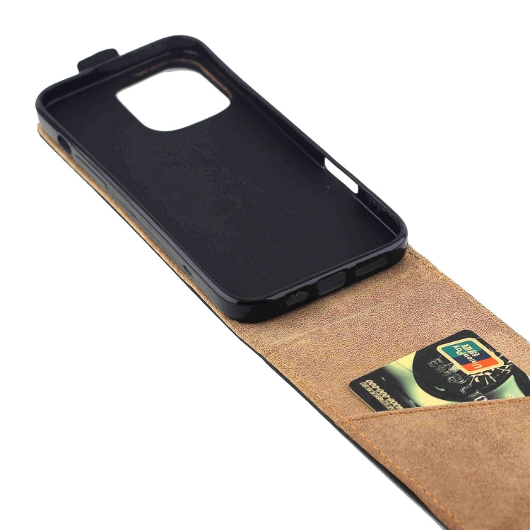 For iPhone 16 Pro Vertical Flip Leather Phone Case with Card Slot(Black) - iPhone 16 Pro Cases by buy2fix | Online Shopping UK | buy2fix