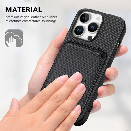 For iPhone 16 Pro Max Carbon Fiber Leather Card Magsafe Phone Case(Black) - iPhone 16 Pro Max Cases by buy2fix | Online Shopping UK | buy2fix