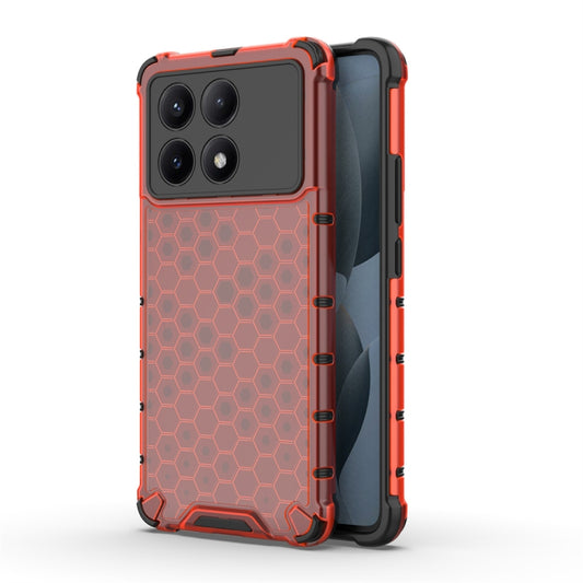 For Redmi K70E Shockproof Honeycomb Phone Case(Red) - K70E Cases by buy2fix | Online Shopping UK | buy2fix