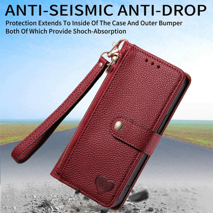 For Xiaomi Redmi Note 13 Pro 4G Love Zipper Lanyard Leather Phone Case(Red) - Note 13 Pro Cases by buy2fix | Online Shopping UK | buy2fix