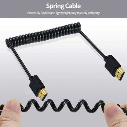 JUNSUNMAY 4K 60Hz HDMI Male to Male HDMI 2.0V Elbow Head Spring Cable, Length:1.2m(Left) - Cable by JUNSUNMAY | Online Shopping UK | buy2fix