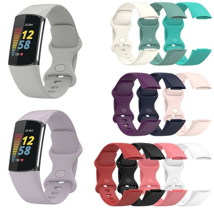 For Fitbit Charge 6 Solid Color Butterfly Buckle Silicone Watch Band, Size:L Size(Light Purple) - Watch Bands by buy2fix | Online Shopping UK | buy2fix