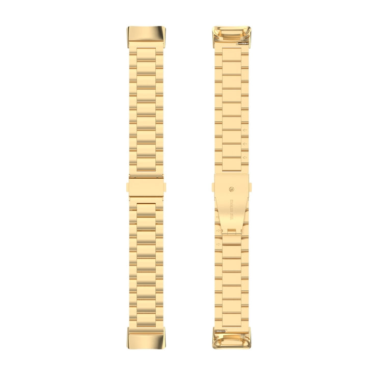 For Fitbit Charge 6 Three Beads Stainless Steel Metal Watch Band(Gold) - Watch Bands by buy2fix | Online Shopping UK | buy2fix