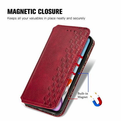 For OnePlus 12 Cubic Grid Pressed Magnetic Leather Phone Case(Red) - OnePlus Cases by buy2fix | Online Shopping UK | buy2fix