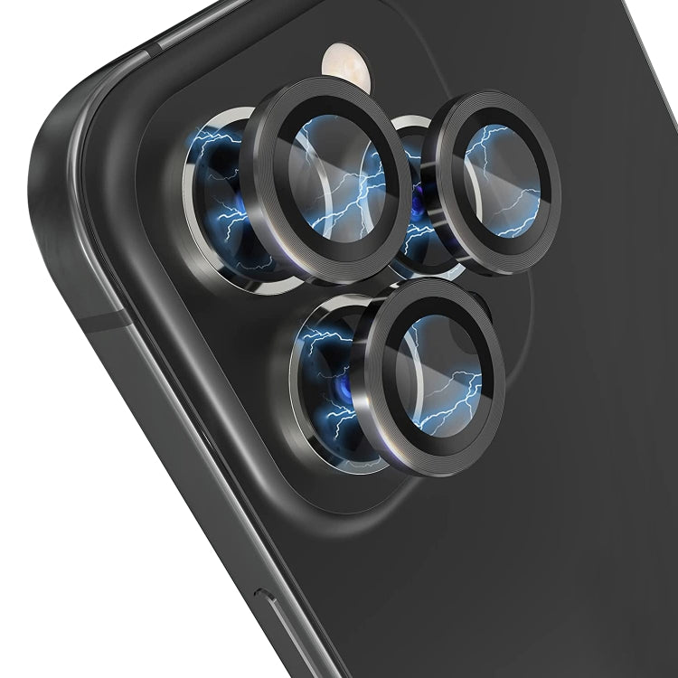 For iPhone 15 Pro / 15 Pro Max NORTHJO Camera Lens Protector Tempered Glass CD Vein Metal Ring Film(Black) - iPhone 15 Pro Tempered Glass by NORTHJO | Online Shopping UK | buy2fix