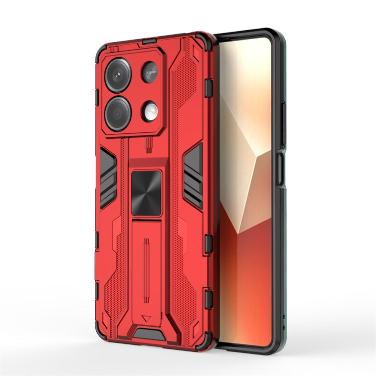 For Redmi Note 13 5G Supersonic Armor PC Hybrid TPU Phone Case(Red) - Note 13 Cases by buy2fix | Online Shopping UK | buy2fix