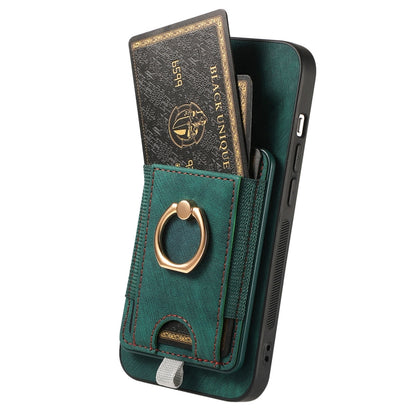 For  iPhone 16 Retro Splitable Magnetic Card Bag Leather Phone Case(Green) - iPhone 16 Cases by buy2fix | Online Shopping UK | buy2fix