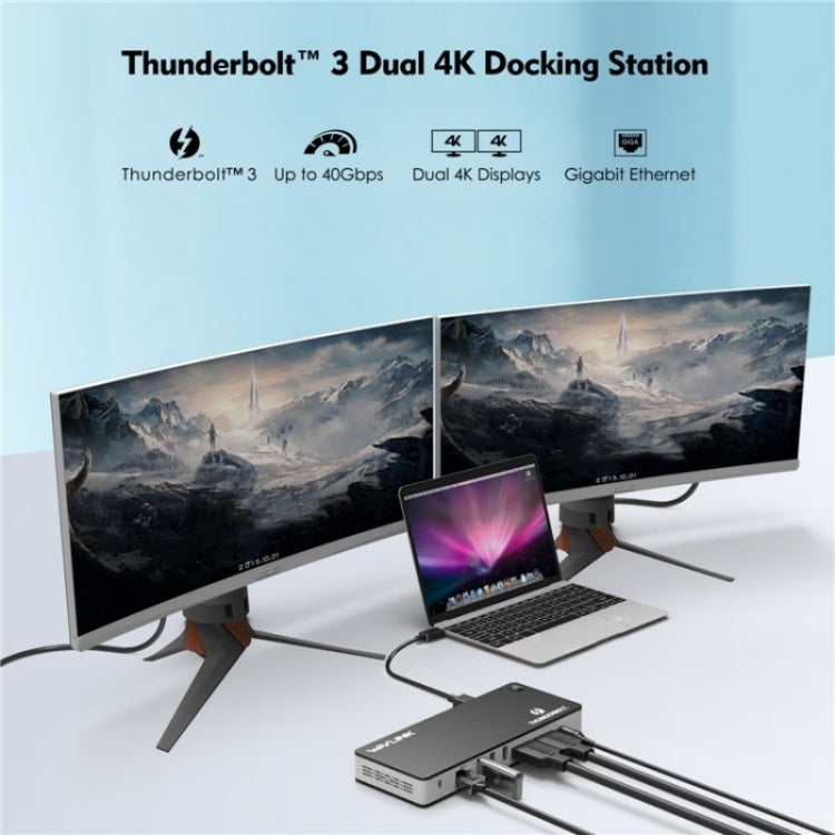 WAVLINK UTD21H 11 in 1 4K Dual DisplayPort Hub Converter Thunderbolt 3 Docking Station, Plug:EU Plug - USB HUB by WAVLINK | Online Shopping UK | buy2fix