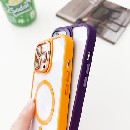 For iPhone 15 Plus MagSafe Acrylic Hybrid TPU Holder Phone Case with Lens film(Orange) - iPhone 15 Plus Cases by buy2fix | Online Shopping UK | buy2fix