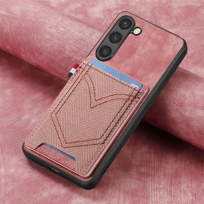 For Samsung Galaxy S25 5G Denim Texture Leather Skin Phone Case with Card Slot(Pink) - Galaxy S25 5G Cases by buy2fix | Online Shopping UK | buy2fix