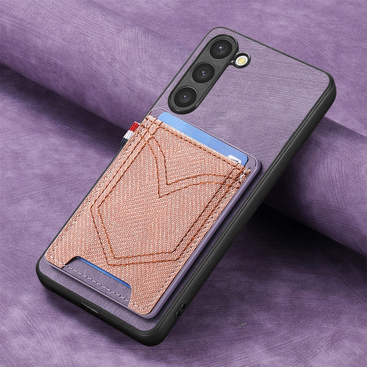 For Samsung Galaxy S25 5G Denim Texture Leather Skin Phone Case with Card Slot(Purple) - Galaxy S25 5G Cases by buy2fix | Online Shopping UK | buy2fix