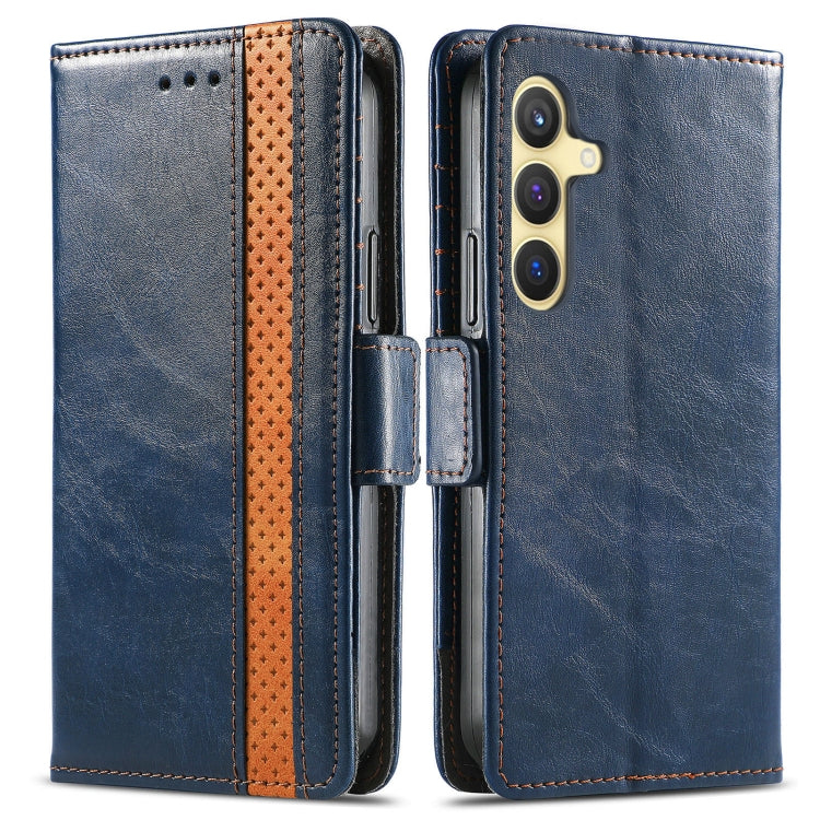 For Samsung Galaxy S24+ 5G CaseNeo Splicing Dual Magnetic Buckle Leather Phone Case(Blue) - Galaxy S24+ 5G Cases by buy2fix | Online Shopping UK | buy2fix