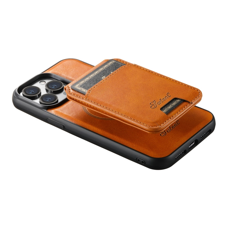 For iPhone 13 Pro Max Suteni H15 MagSafe Oil Eax Leather Detachable Wallet Back Phone Case(Khaki) - iPhone 13 Pro Max Cases by Suteni | Online Shopping UK | buy2fix