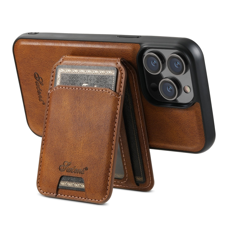 For iPhone 12 Pro Max Suteni H15 MagSafe Oil Eax Leather Detachable Wallet Back Phone Case(Brown) - iPhone 12 Pro Max Cases by Suteni | Online Shopping UK | buy2fix