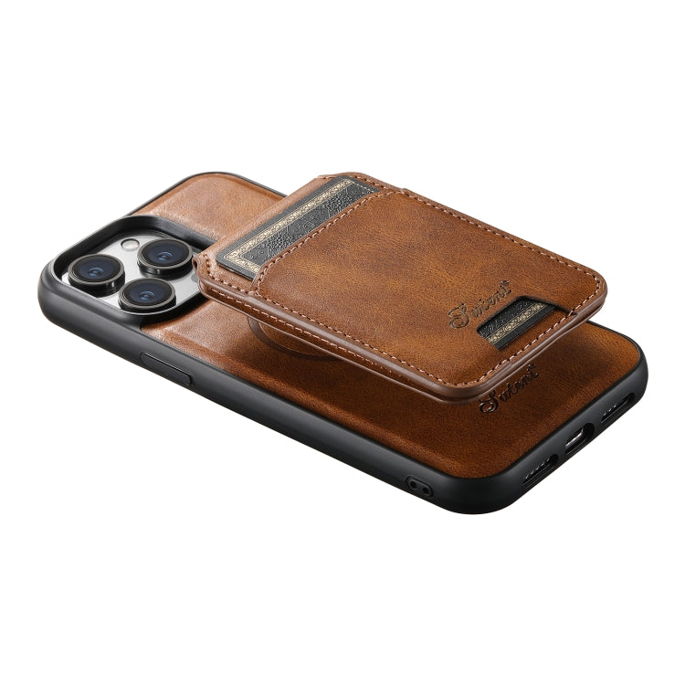 For iPhone 12 Pro Max Suteni H15 MagSafe Oil Eax Leather Detachable Wallet Back Phone Case(Brown) - iPhone 12 Pro Max Cases by Suteni | Online Shopping UK | buy2fix