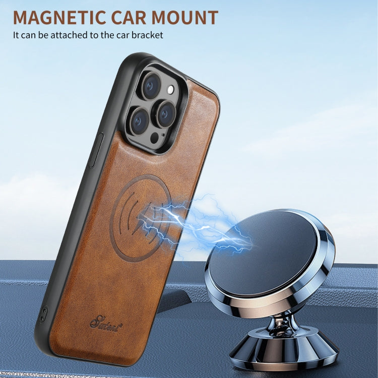 For iPhone 15 Pro Suteni H15 MagSafe Oil Eax Leather Detachable Wallet Back Phone Case(Blue) - iPhone 15 Pro Cases by Suteni | Online Shopping UK | buy2fix
