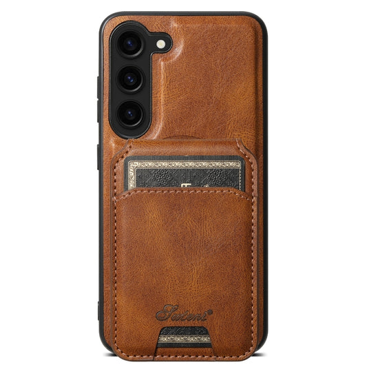 For Samsung Galaxy S23 5G Suteni H15  Oil Eax Leather Detachable Wallet Back Phone Case(Brown) - Galaxy S23 5G Cases by Suteni | Online Shopping UK | buy2fix