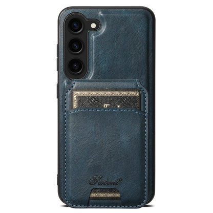 For Samsung Galaxy S24 5G Suteni H15  Oil Eax Leather Detachable Wallet Back Phone Case(Blue) - Galaxy S24 5G Cases by Suteni | Online Shopping UK | buy2fix