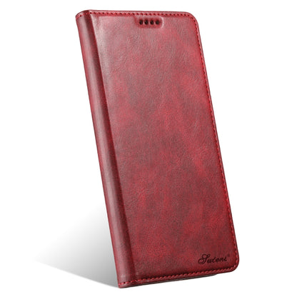 For iPhone 16 Plus Suteni J02 Oil Wax Wallet Leather Phone Case(Red) - iPhone 16 Plus Cases by Suteni | Online Shopping UK | buy2fix