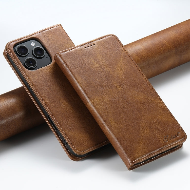 For iPhone 16 Pro Max Suteni J02 Oil Wax Wallet Leather Phone Case(Brown) - iPhone 16 Pro Max Cases by Suteni | Online Shopping UK | buy2fix