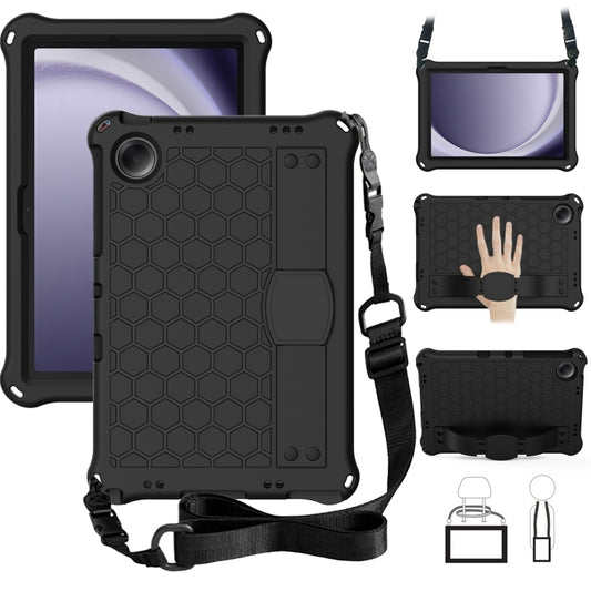 For Samsung Galaxy Tab A9+ 11 X216B Honeycomb EVA Hybrid PC Tablet Case with Strap(Black+Black) - Galaxy Tab A9+ by buy2fix | Online Shopping UK | buy2fix