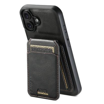 For iPhone 16 Suteni H02 Leather Wallet Stand Back Phone Case(Black) - iPhone 16 Cases by Suteni | Online Shopping UK | buy2fix