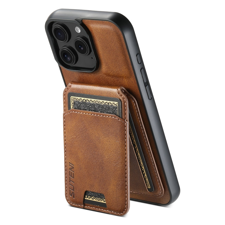 For iPhone 16 Pro Suteni H02 Leather Wallet Stand Back Phone Case(Brown) - iPhone 16 Pro Cases by Suteni | Online Shopping UK | buy2fix