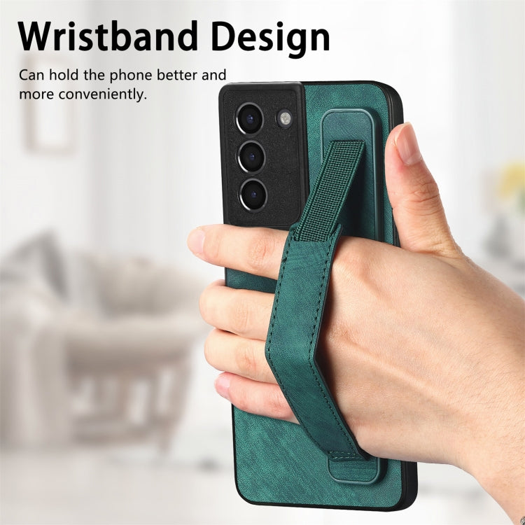 For Samsung Galaxy S21+ 5G Retro Wristband Holder Leather Back Phone Case(Green) - Galaxy S21+ 5G Cases by buy2fix | Online Shopping UK | buy2fix