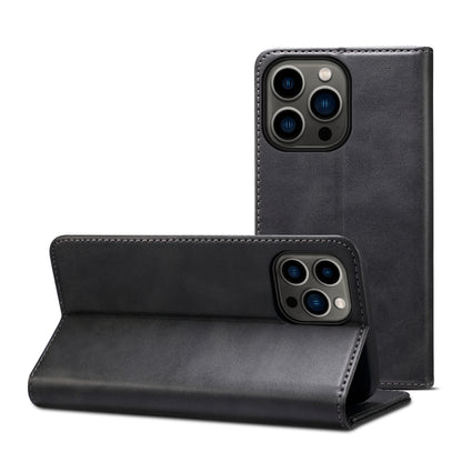 For iPhone 15 Pro Max Suteni Calf Texture Horizontal Flip Leather Phone Case(Black) - iPhone 15 Pro Max Cases by Suteni | Online Shopping UK | buy2fix