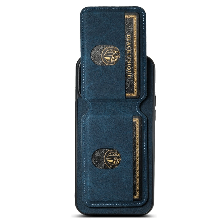 For iPhone 15 Pro Max Suteni H02 Litchi Leather Card Wallet Stand Back Phone Case(Blue) - iPhone 15 Pro Max Cases by Suteni | Online Shopping UK | buy2fix