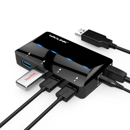 WAVLINK WL-UH3042P1 2.4A Fast Charging Adapter for Keyboard Mouse 4-Port USB3.0 HUB(UK Plug) - USB 3.0 HUB by WAVLINK | Online Shopping UK | buy2fix