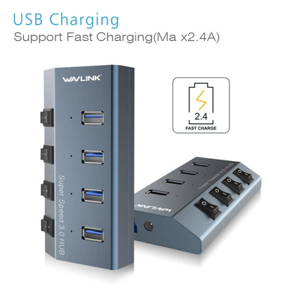 WAVLINK WL-UH3049 USB 3.0 4-Ports Desktop Fast Charger Station with Independent Switch(EU Plug) - USB 3.0 HUB by WAVLINK | Online Shopping UK | buy2fix