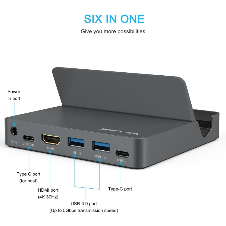 WAVLINK WL-UHP3D01 Portable Type-C Cell Phone Docking Station Multi-Port USB HUB Adapter(US Plug) - USB 3.0 HUB by WAVLINK | Online Shopping UK | buy2fix