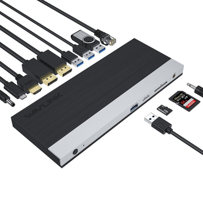 WAVLINK WL-UMD01 USB3.0 Splitter Docking Station Gigabit Ethernet / DP / HD Cable Converter(EU Plug) - USB 3.0 HUB by WAVLINK | Online Shopping UK | buy2fix