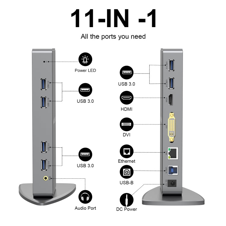 WAVLINK WL-UG39DK7 USB3.0 Hub Adapter Multi-Screen Graphics Card Universal Docking Station, Plug:EU Plug - USB HUB by WAVLINK | Online Shopping UK | buy2fix