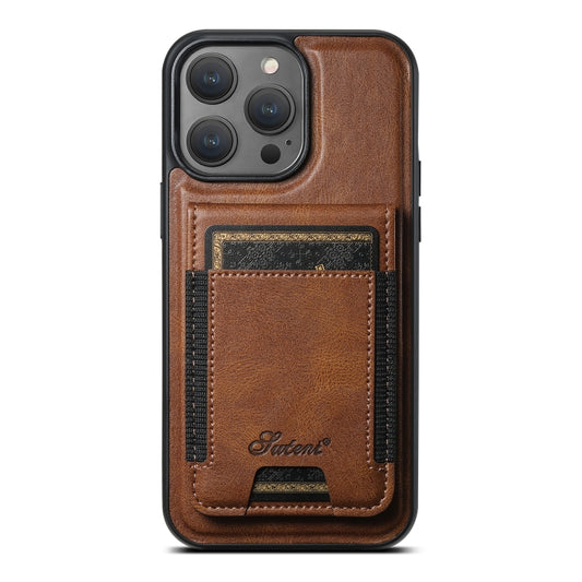 For iPhone 15 Pro Suteni H17 Oil Eax Leather MagSafe Detachable Wallet Phone Case(Brown) - iPhone 15 Pro Cases by Suteni | Online Shopping UK | buy2fix