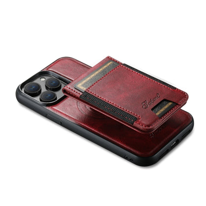 For iPhone 14 Plus Suteni H17 Oil Eax Leather MagSafe Detachable Wallet Phone Case(Red) - iPhone 14 Plus Cases by Suteni | Online Shopping UK | buy2fix