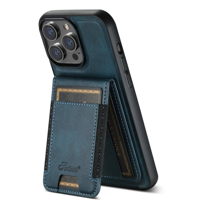 For iPhone 13 Suteni H17 Oil Eax Leather MagSafe Detachable Wallet Phone Case(Blue) - iPhone 13 Cases by Suteni | Online Shopping UK | buy2fix