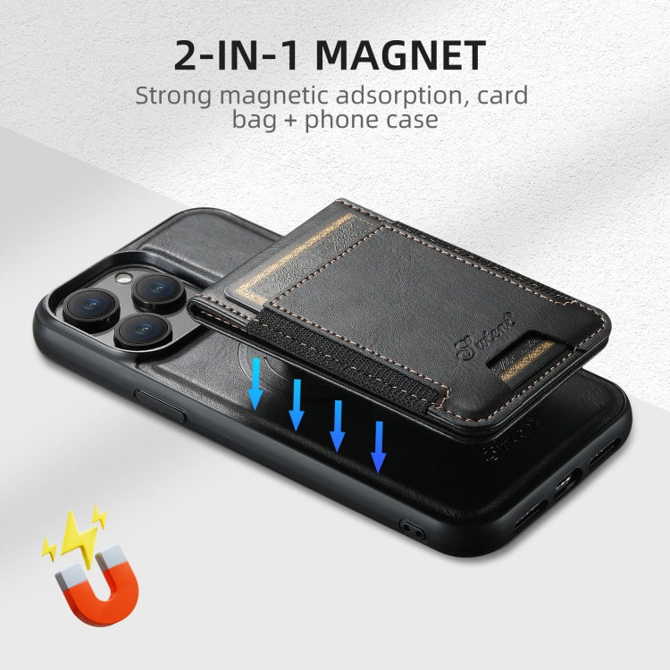 For iPhone 16 Pro Max Suteni H17 Oil Eax Leather MagSafe Detachable Wallet Phone Case(Black) - iPhone 16 Pro Max Cases by Suteni | Online Shopping UK | buy2fix