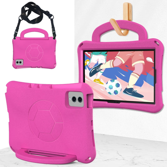 For Samsung Galaxy Tab S8 11 X700N 2022 Handle Football Shaped EVA Shockproof Tablet Case(Rose Red) - Galaxy Tab S8 Cases by buy2fix | Online Shopping UK | buy2fix