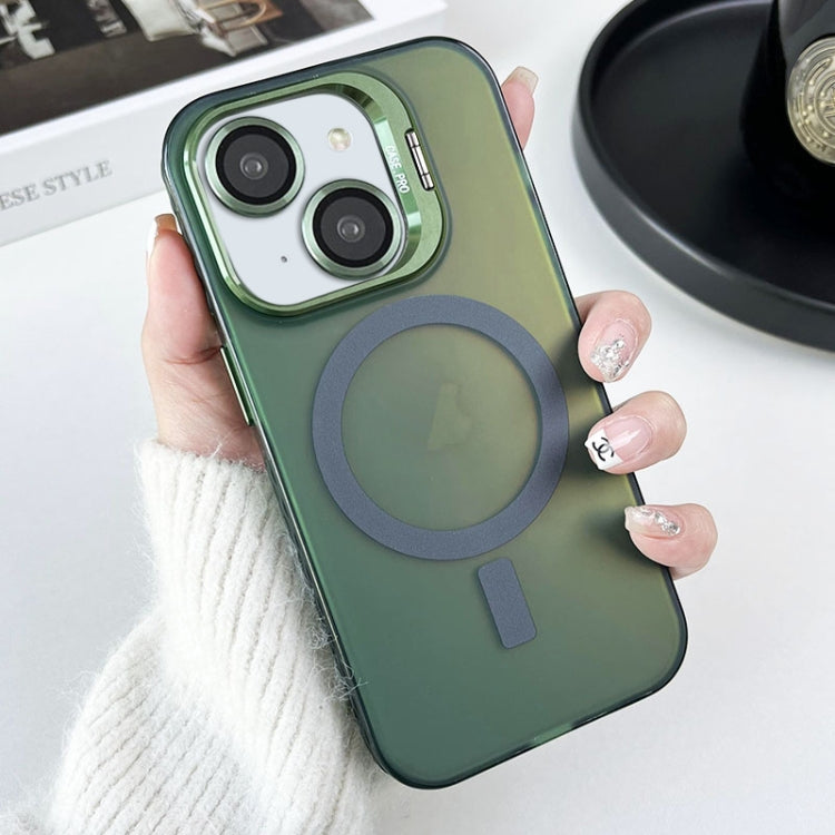 For iPhone 15 MagSafe Lens Holder PC Hybrid TPU Phone Case(Green) - iPhone 15 Cases by buy2fix | Online Shopping UK | buy2fix