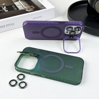 For iPhone 15 MagSafe Lens Holder PC Hybrid TPU Phone Case(Green) - iPhone 15 Cases by buy2fix | Online Shopping UK | buy2fix