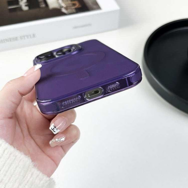 For iPhone 14 Pro Max MagSafe Lens Holder PC Hybrid TPU Phone Case(Purple) - iPhone 14 Pro Max Cases by buy2fix | Online Shopping UK | buy2fix